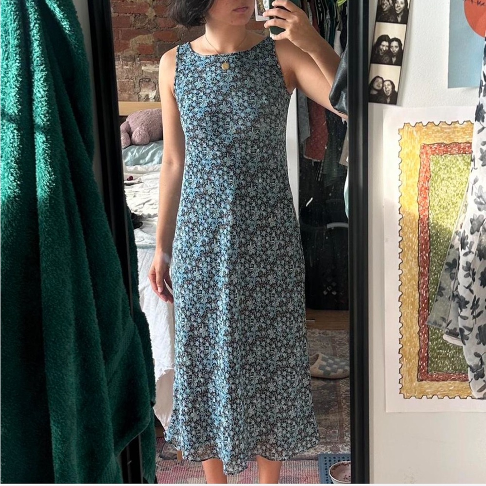 LOFT Floral Black and White Maxi Dress